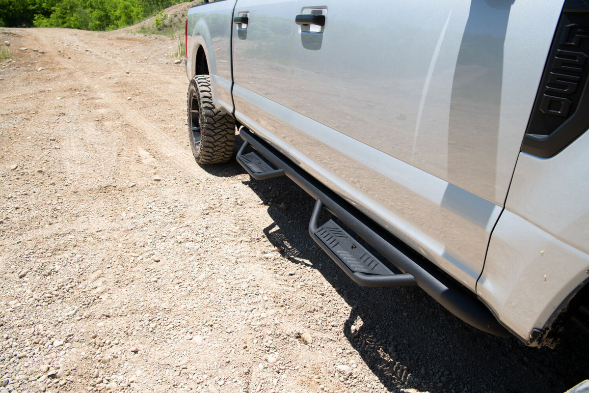 Podium Step LG Wheel-to-Wheel with Bed Access (3 Steps per Side) 3 Inch Main Tube Diameter 2017-2026 Ford F-250/350 6.75 Inch Bed Crew Cab Textured Black NFab