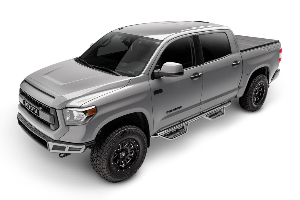 Podium Step SS Cab Length (2 Steps per Side) 3 Inch Main Tube Diameter 2007-2021 Toyota Tundra Double Cab Polished Stainless NFab
