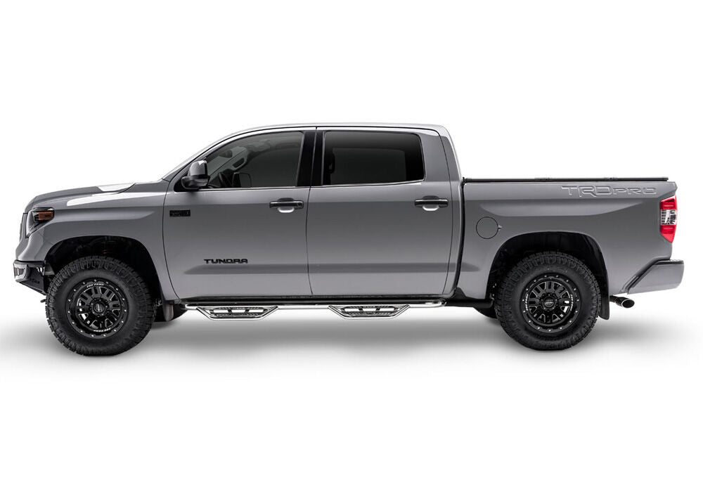 Podium Step SS Cab Length (2 Steps per Side) 3 Inch Main Tube Diameter 2007-2021 Toyota Tundra Double Cab Polished Stainless NFab