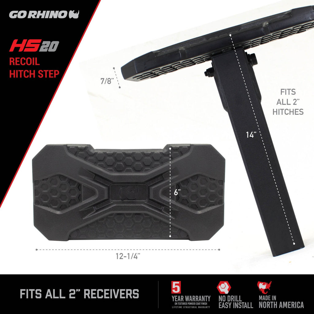 HS 20 Hitch Step Textured Black Go Rhino