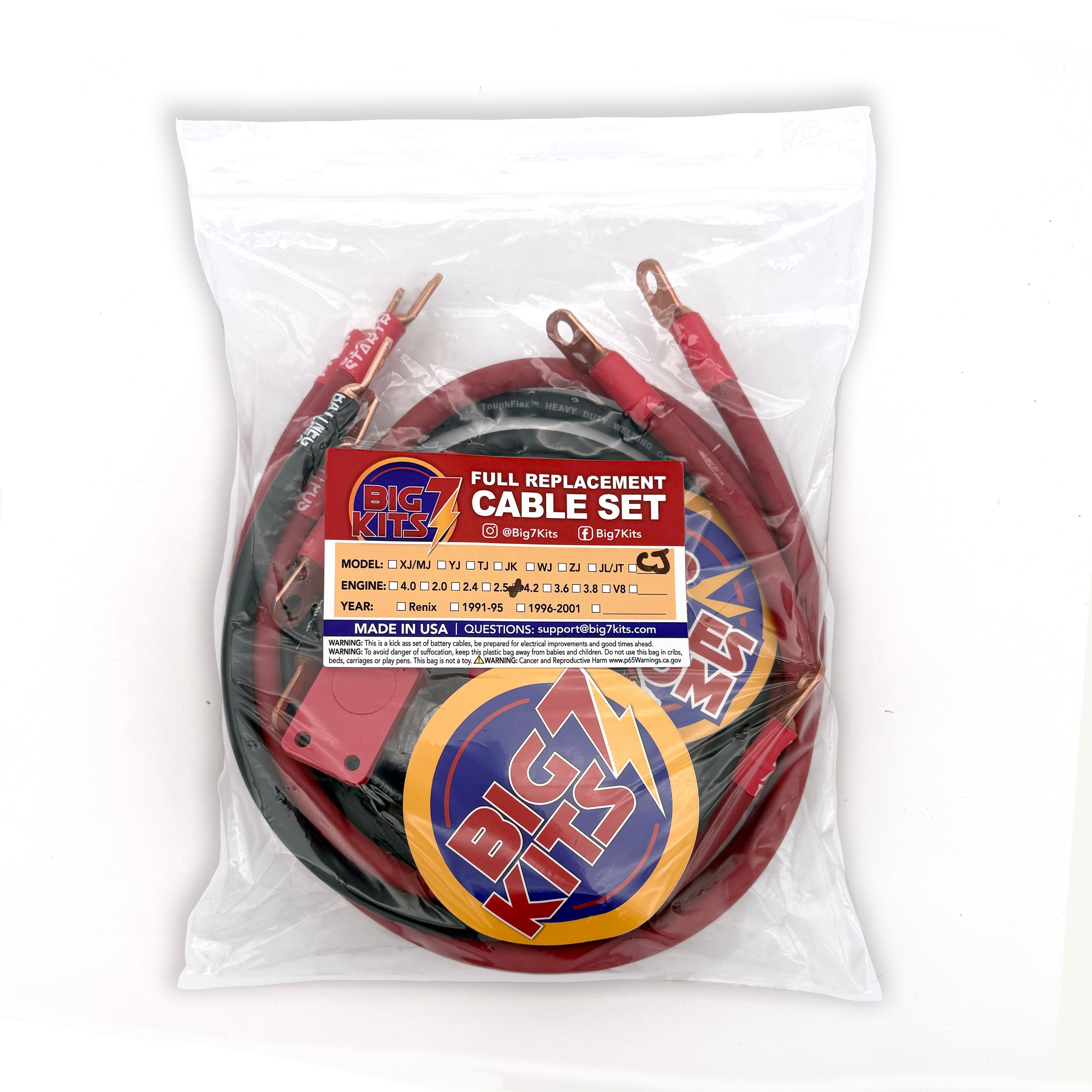 Jeep CJ Battery Cable Kit 1/0 Gauge Battery Cable AMC V8 Big7Kits