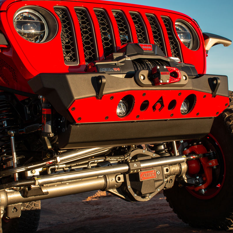 Bare Steel Nighthawk Front Bumper with Aluminum Skid for JK, JL, and JT - Bare Steel Artec Industries