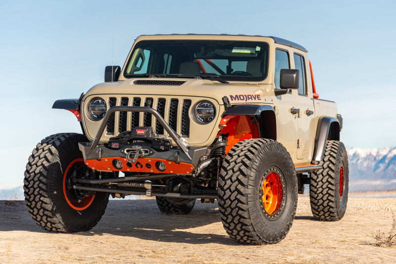 Powdercoat Nighthawk Mid-tube Stinger Front Bumper with Aluminum Skid for JK, JL, and JT - Black Powdercoat Artec Industries