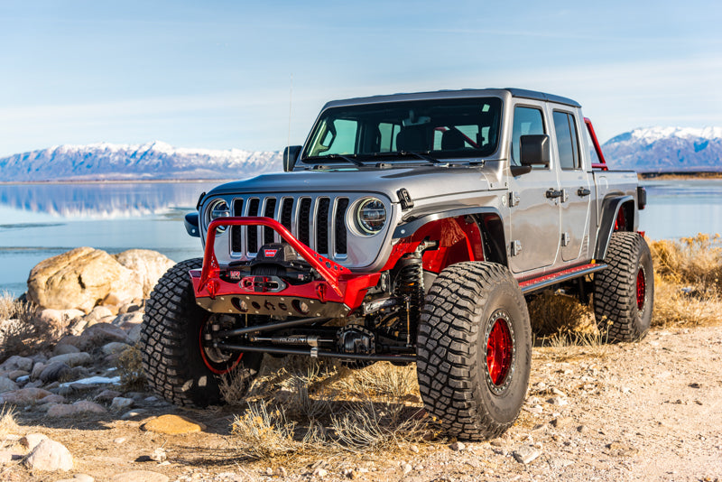 Powdercoat Nighthawk Mid-tube Stinger Front Bumper with Aluminum Skid for JK, JL, and JT - Black Powdercoat Artec Industries