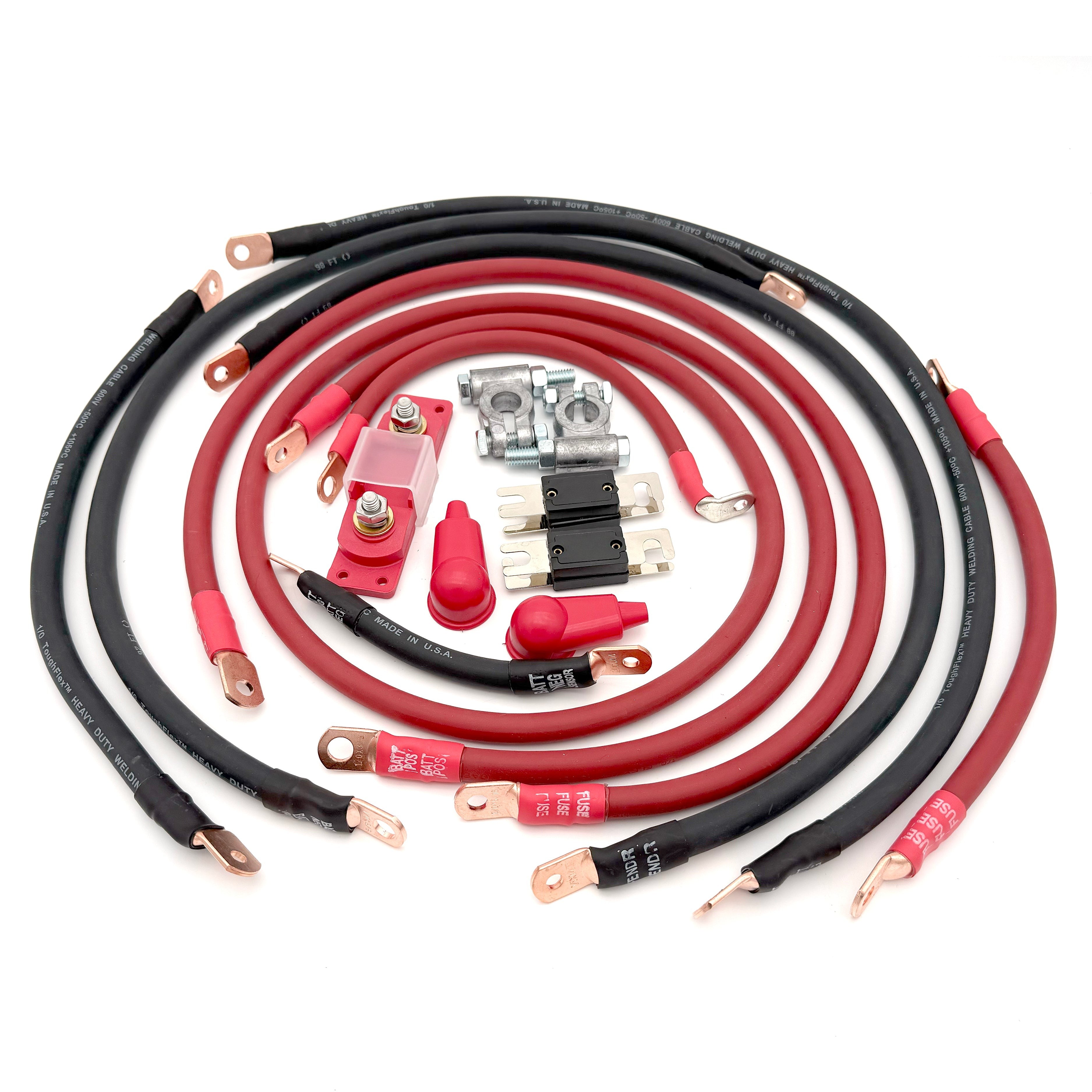 2018-2025 Jeep Wrangler JL Battery Cable Kit 2.0 Liter 1/0 Gauge Battery Cable Big7Kits