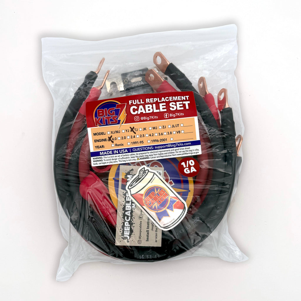 1997-1999 Jeep Wrangler TJ / LJ Battery Cable Kit 2.5 Liter 4 Gauge Battery Cable Big7Kits