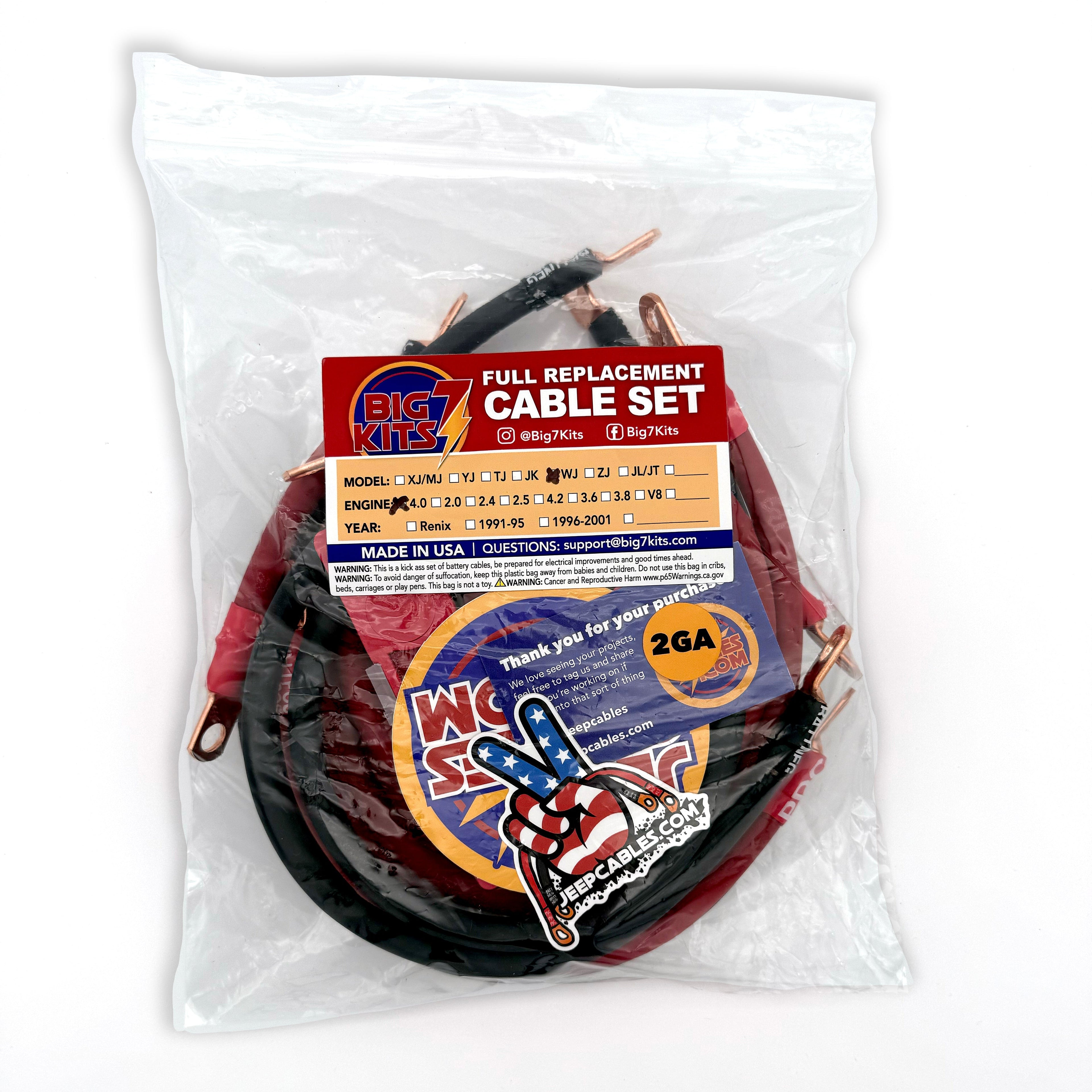 1999-2005 Jeep Grand Cherokee WJ Battery Cable Kit V8 4 Gauge Battery Cable Big7Kits