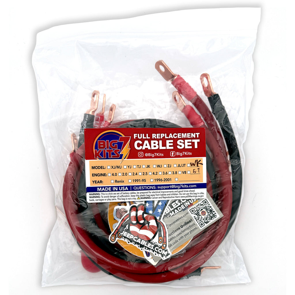 2005-2010 Jeep Grand Cherokee WK Battery Cable Kit 5.7 Liter 2 Gauge Battery Cable Big7Kits
