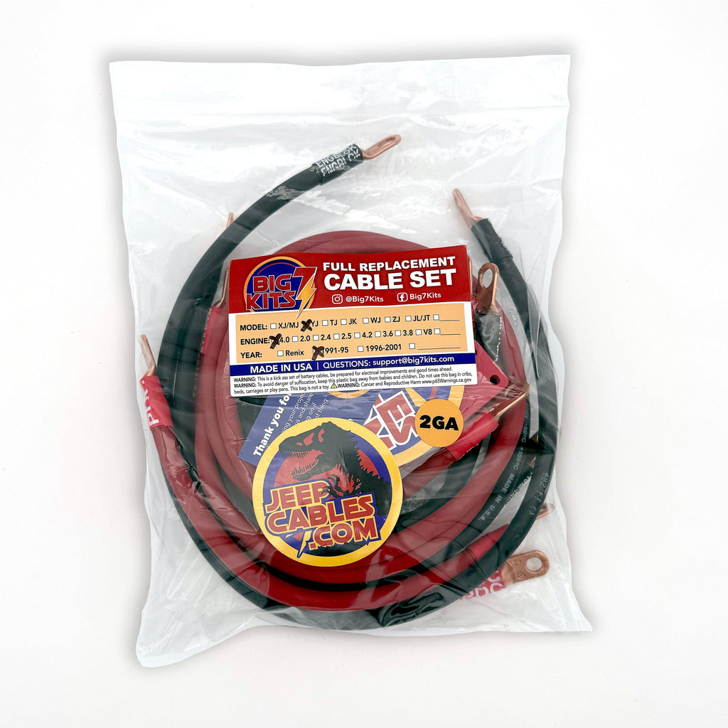 1991-1995 Jeep Wrangler YJ Battery Cable Kit 2.5 Liter 2 Gauge Battery Cable Big7Kits