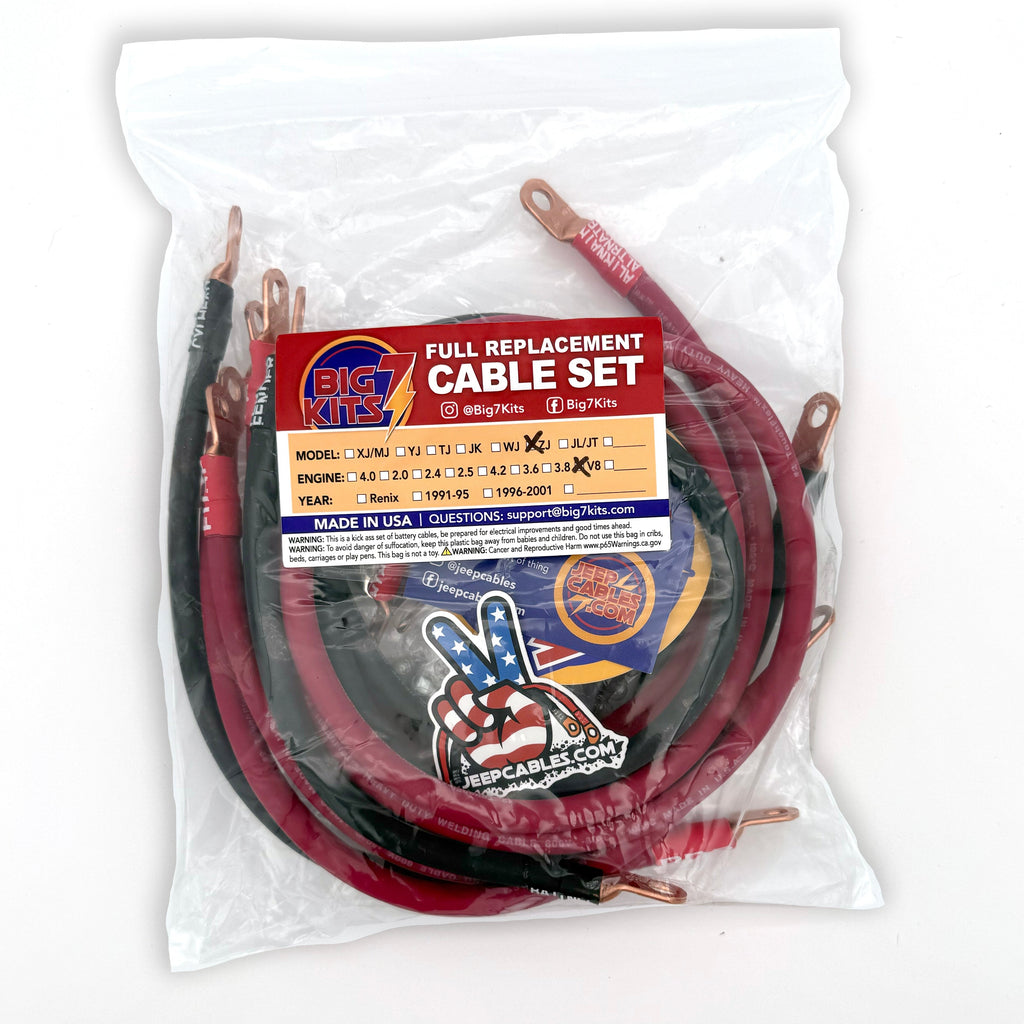 1993-1998 Jeep Grand Cherokee Battery Cable Kit ZJ 5.2-5.9 Liter 2 Gauge Battery Cable Big7Kits