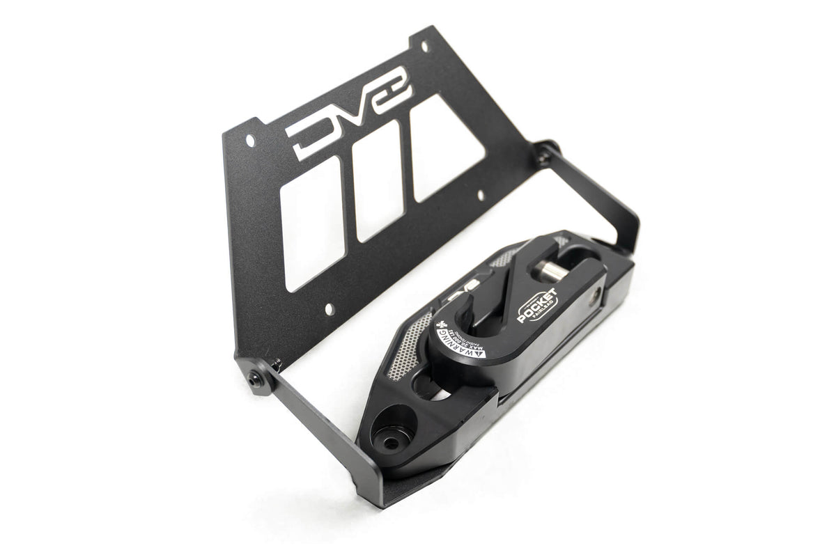 Fairlead Mounted Flip Up License Plate Bracket DV8 Offroad