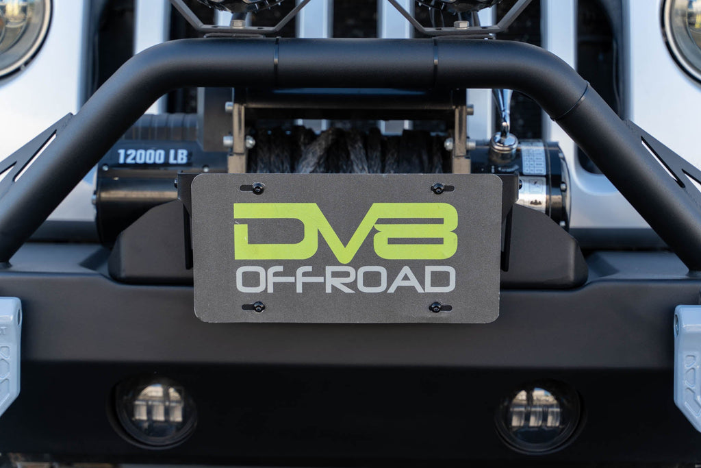 Fairlead Mounted Flip Up License Plate Bracket DV8 Offroad