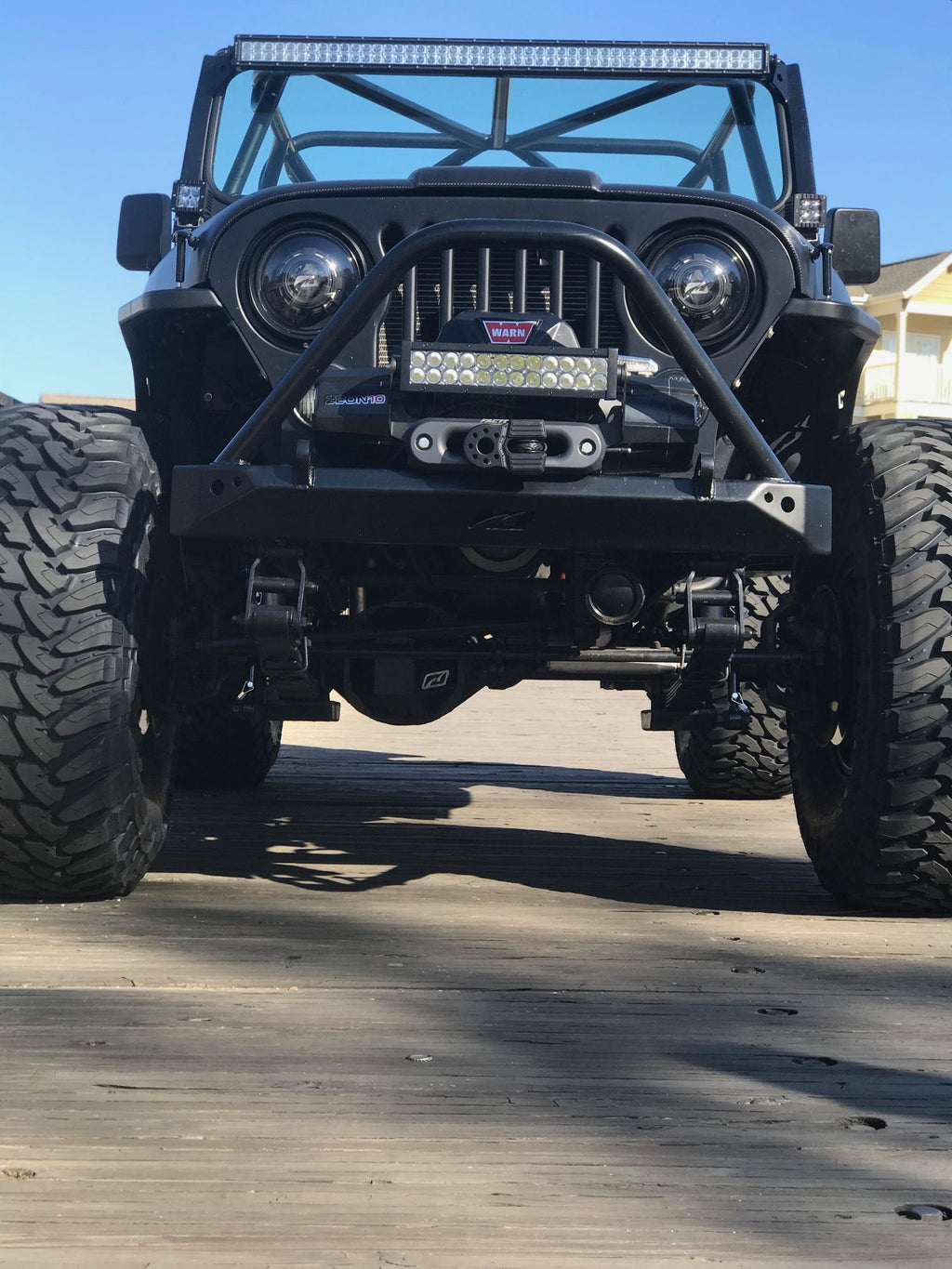 Jeep CJ Mid Width Front Bumper Bare Steel Motobilt