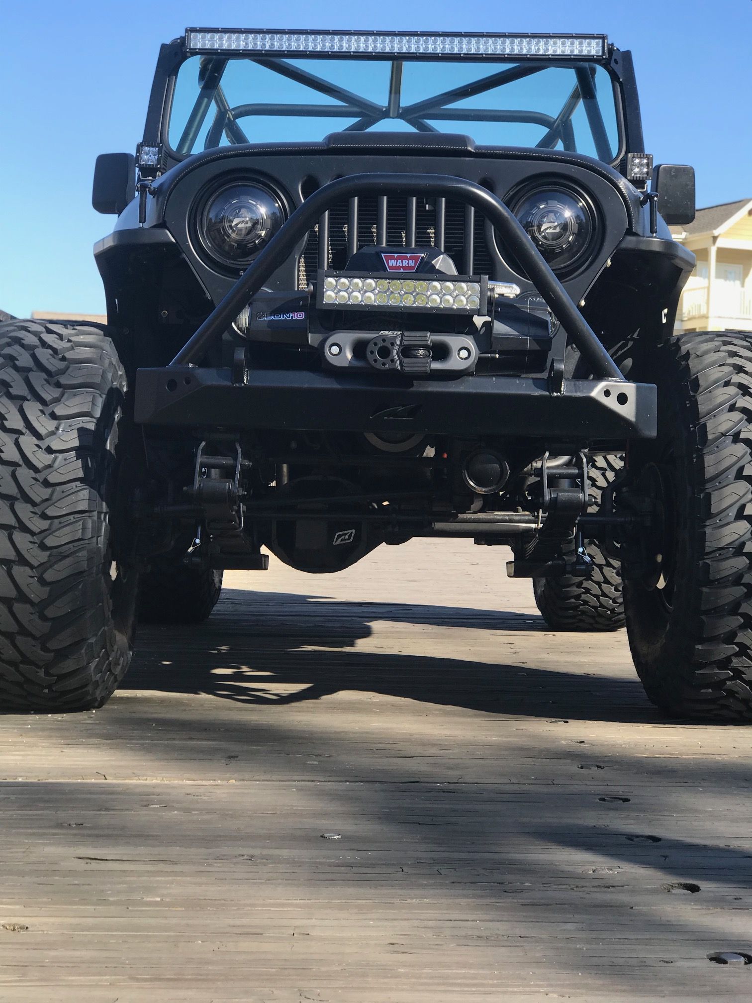 Jeep CJ Mid Width Front Bumper Bare Steel Motobilt
