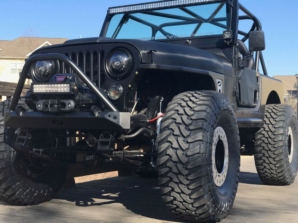Jeep CJ Mid Width Front Bumper Bare Steel Motobilt