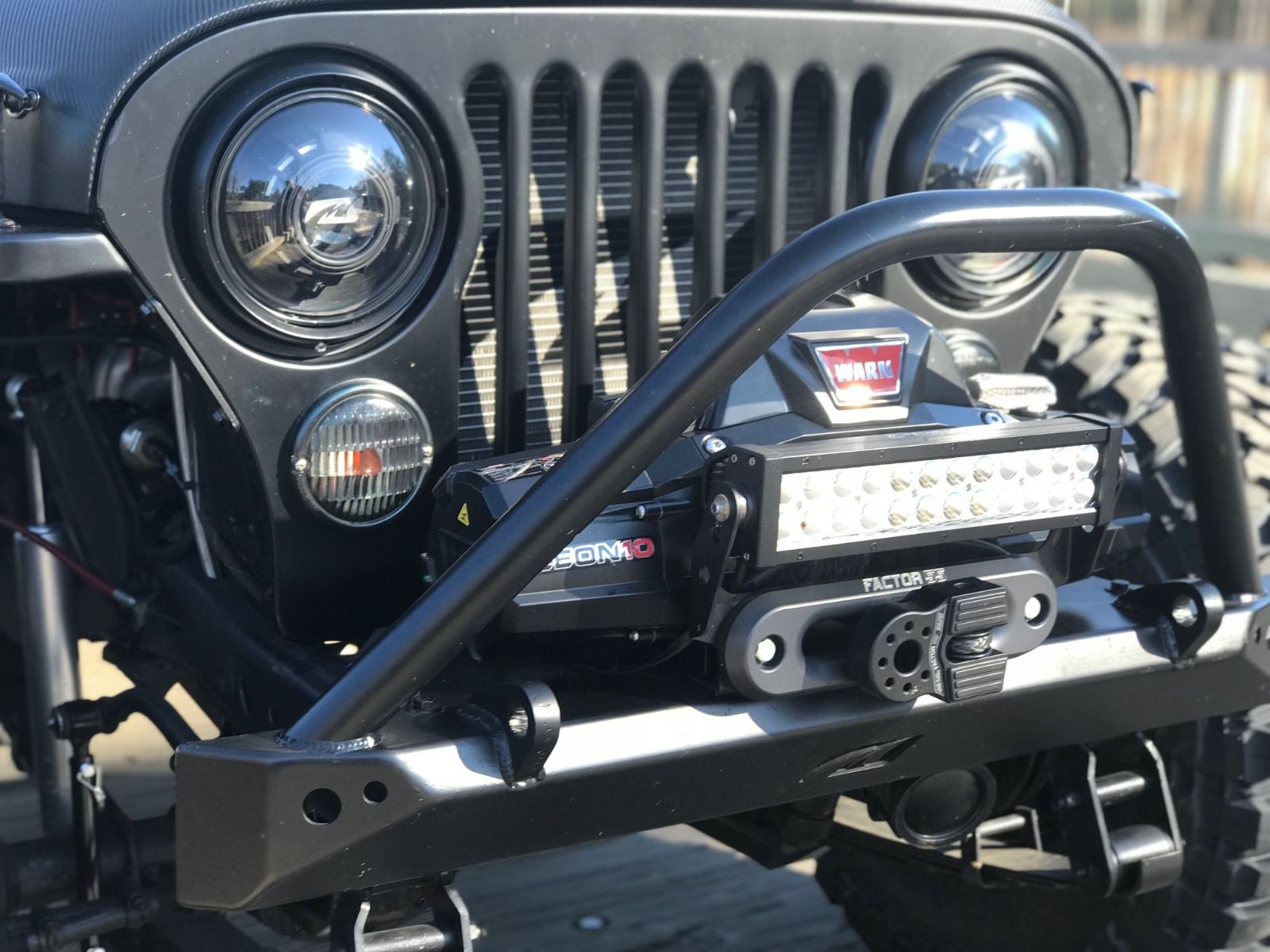 Jeep CJ Mid Width Front Bumper Bare Steel Motobilt