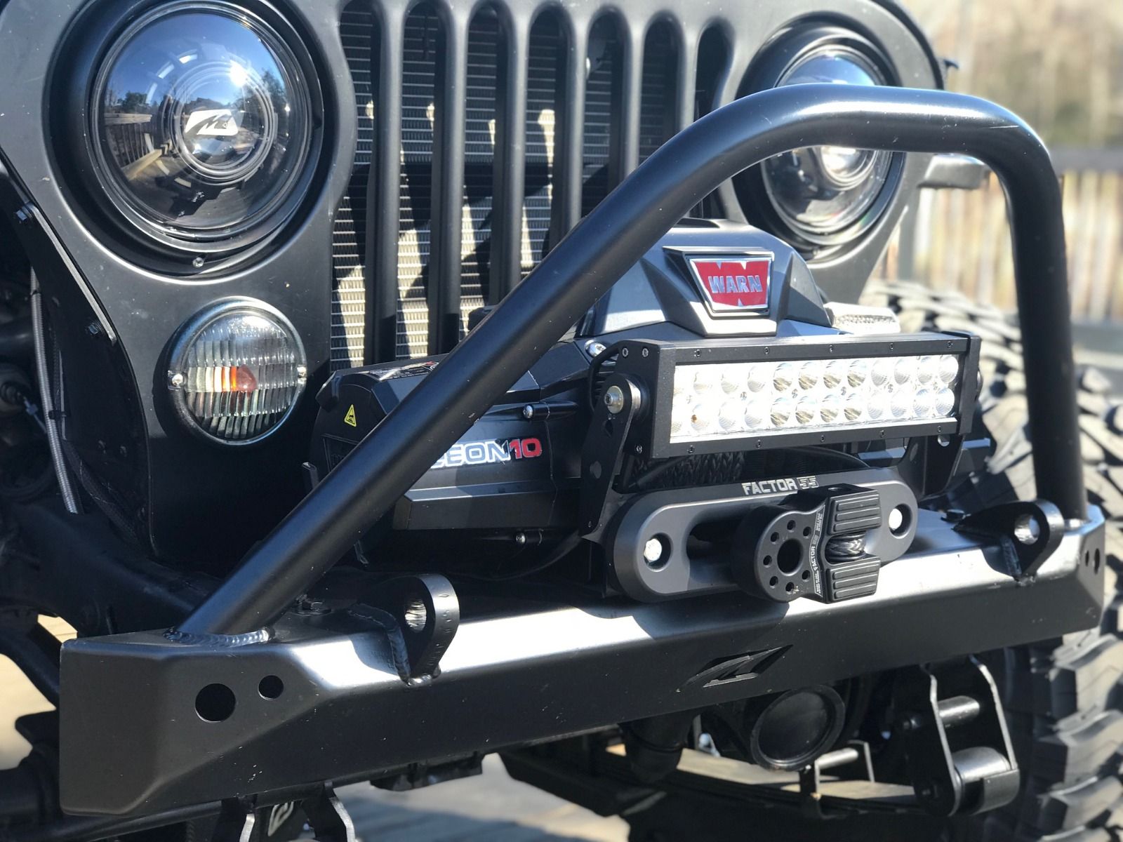 Jeep CJ Mid Width Front Bumper Bare Steel Motobilt