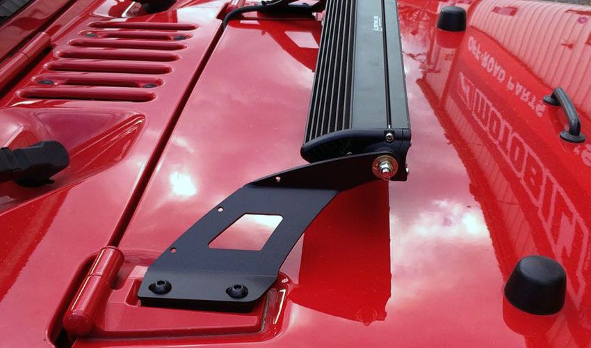 Jeep JK 20 Inch LED Single Row Hood Mounts 07-18 Wrangler JK Motobilt