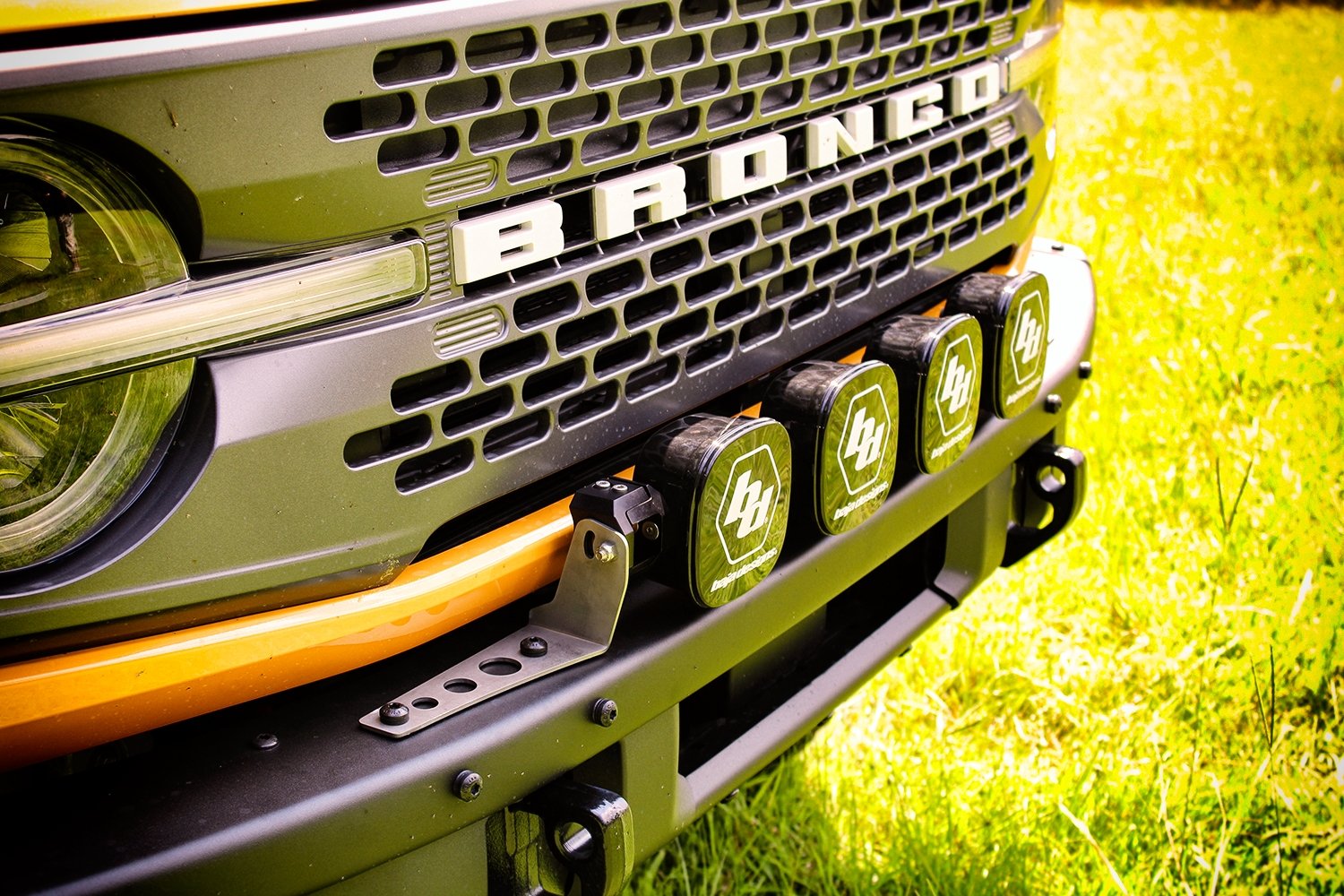 Front Bumper Mount For Baja Designs 4 Light XL Linkable Light Bar On 2021 Ford Bronco Bare Steel Motobilt