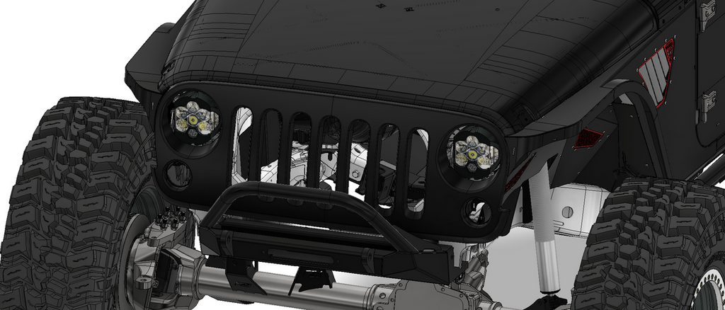 Headlight Bracket Kit for Baja Designs LP6 for Jeep JK Motobilt