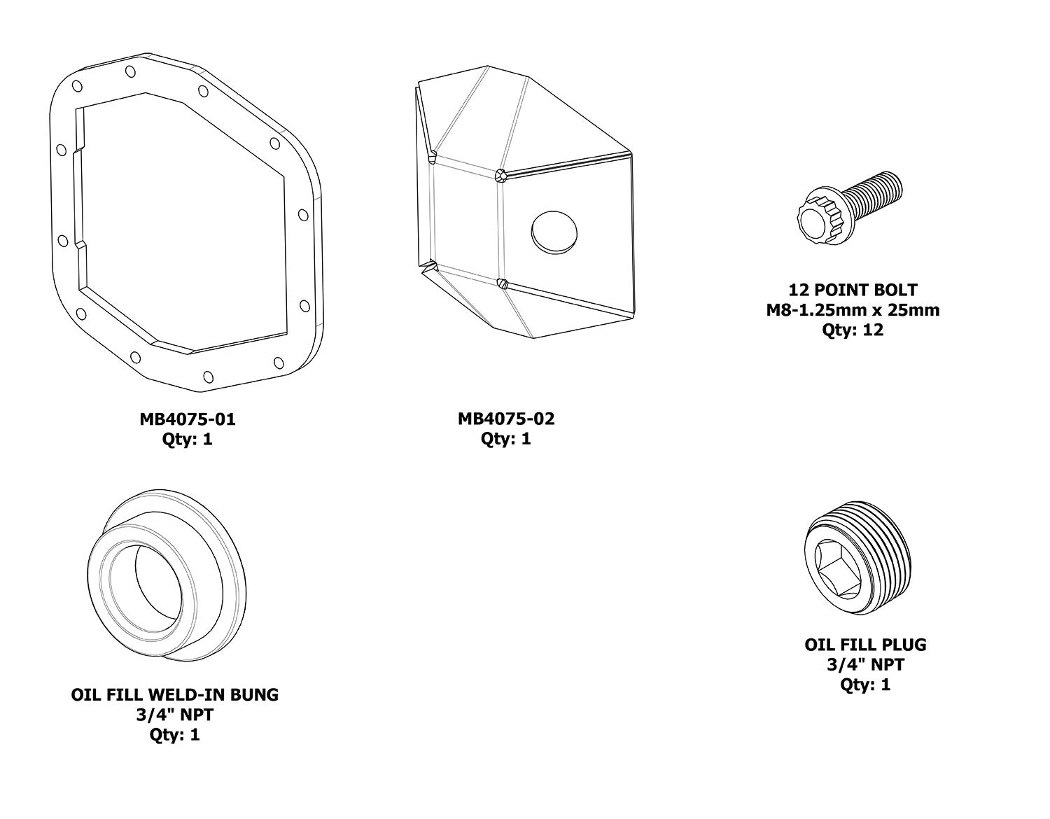 DIY Rubicon Front DIFF Cover M210 for Jeep JL and JT Motobilt