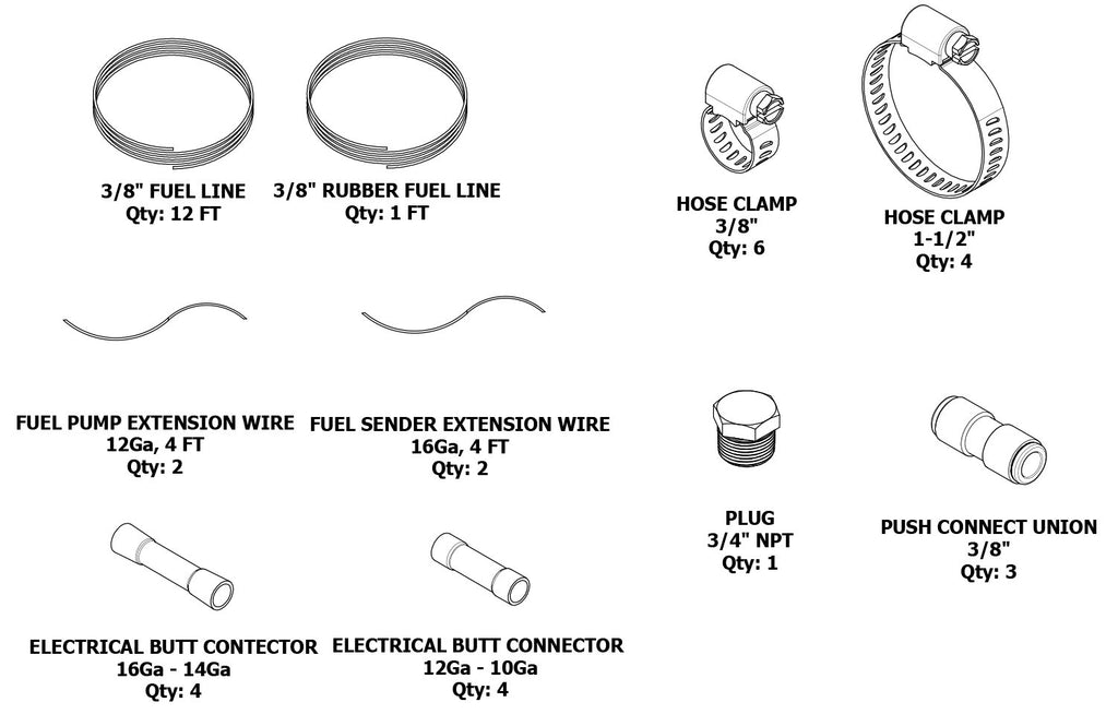 EVAP And Fuel Line Modification Kit For Rear Mounted Fuel Tank In 12-18 Jeep JKU Motobilt