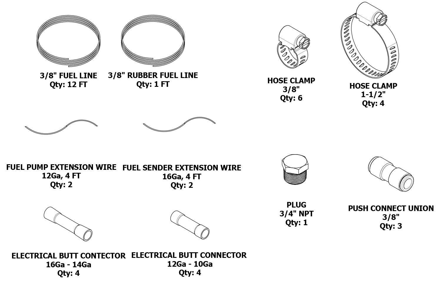 EVAP And Fuel Line Modification Kit For Rear Mounted Fuel Tank In 12-18 Jeep JKU Motobilt