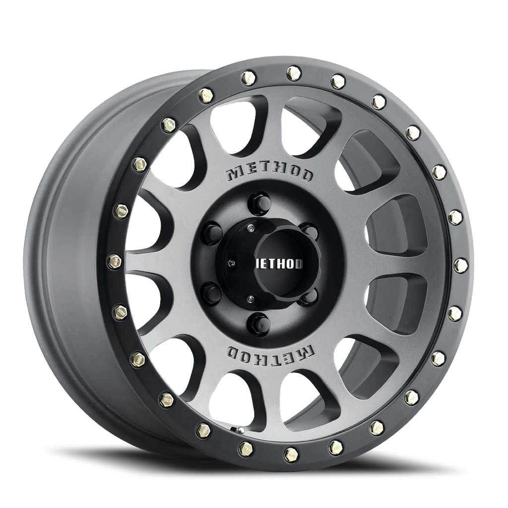 Aluminum Wheels 16x8 NV MR305 Bolt Pattern 6 On 139.7 Offset 0 Lip Size 1.57 Titanium TT Matte Black Lip Method