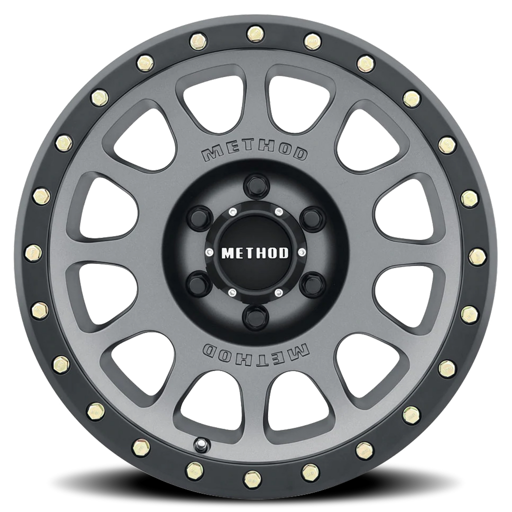 Aluminum Wheels 16x8 NV MR305 Bolt Pattern 6 On 139.7 Offset 0 Lip Size 1.57 Titanium TT Matte Black Lip Method