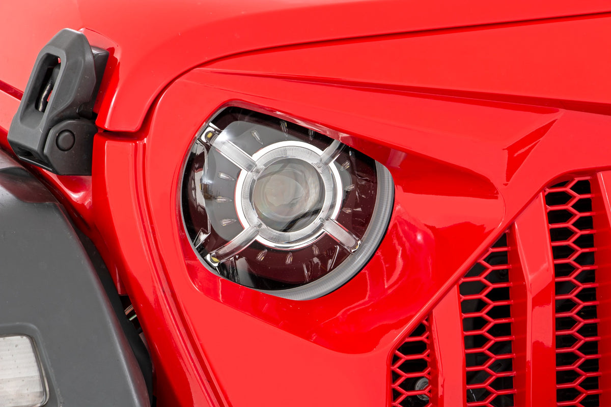 Jeep 9-Inch DRL Halo LED Headlights Jeep Wrangler JL/JLU, Gladiator JT Rough Country