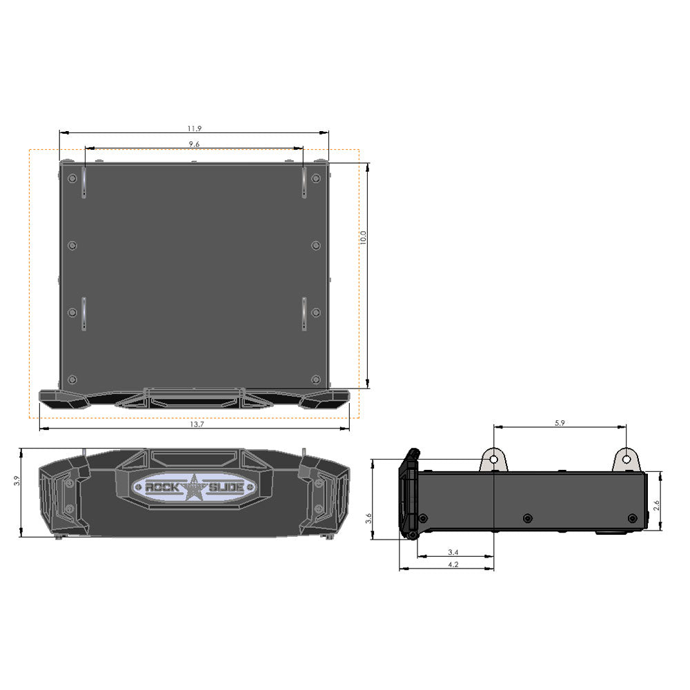 R-STEP 9 Inch Wide Step with Universal Brackets To Mount On Flat Surface Rock Slide Engineering