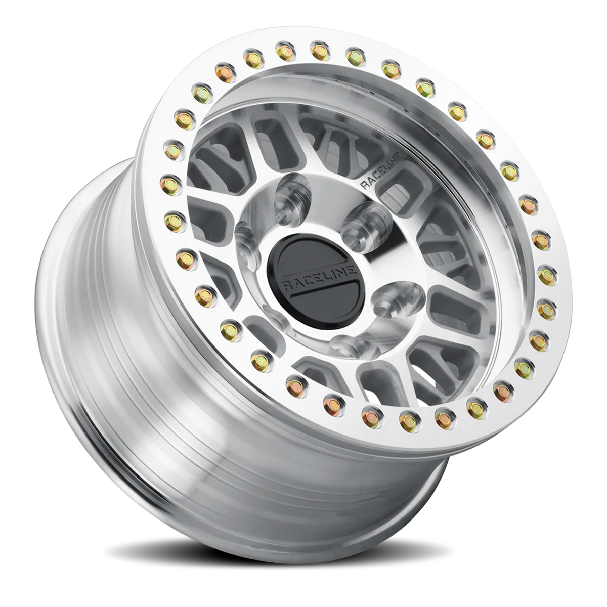 Aluminum Wheels 17x9 Ryno Cast Beadlock RT951M Machined Silver Machined Beadlock Ring -12 Offset 6 on 135 Bolt Pattern 87.1 Bore Raceline