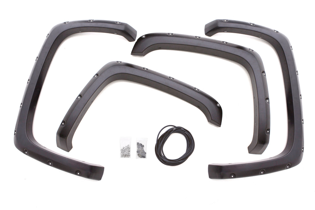 Rivet Style Fender Flare Set Front and Rear, Smooth, 4-Piece Set 2015-2019 Sierra 2500 HD/3500 HD Fleetside Lund