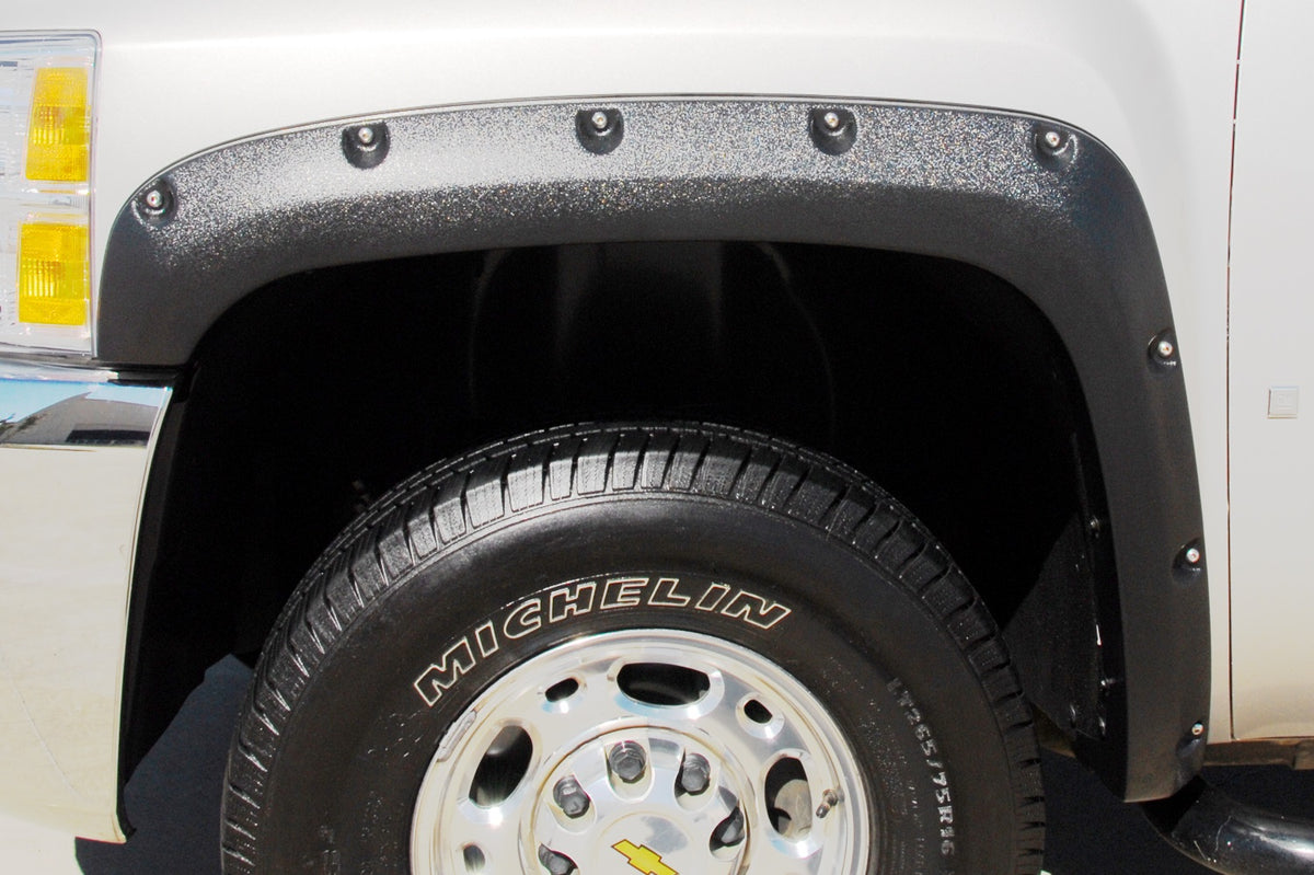 Rivet Style Fender Flare Set Front, Smooth, 2-Piece Set 2007-2014 Silverado/Sierra 1500/2500 HD/3500 HD Fleetside Lund