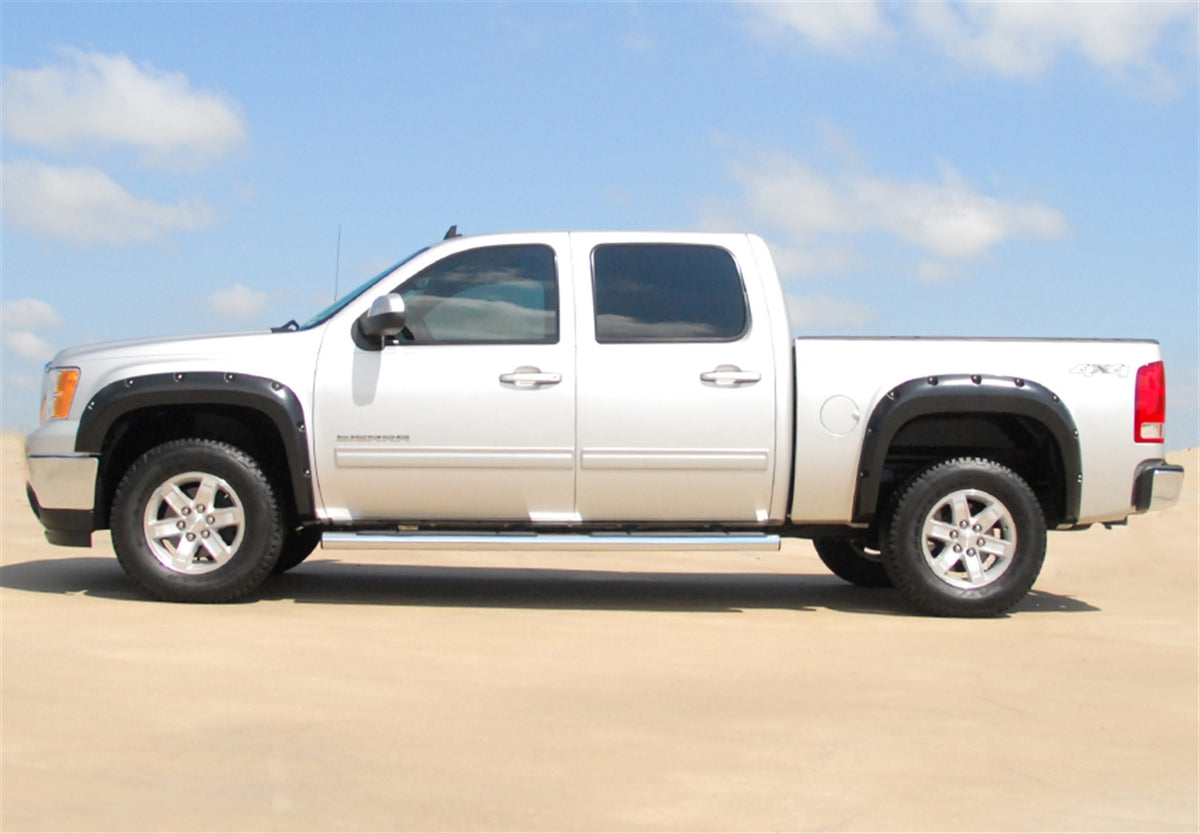 Rivet Style Fender Flare Set Front and Rear, Smooth, 4-Piece Set 2007-2013 Sierra 1500 Fleetside Lund