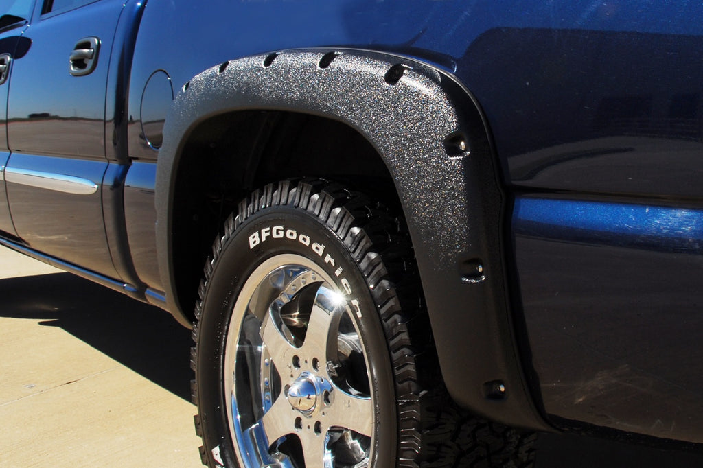 Rivet Style Fender Flare Set Rear, Textured, 2-Piece Set 2007-2014 Sierra 2500 HD/3500 HD Fleetside Lund