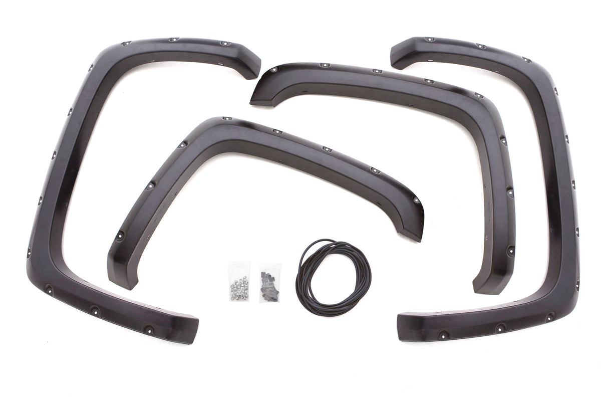 Rivet Style Fender Flare Set Front and Rear, Smooth, 4-Piece Set 2016-2018 Silverado 1500 Fleetside 69.3 Bed Lund
