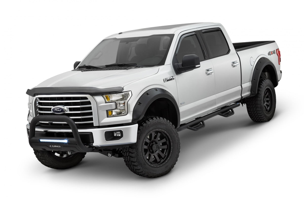 Rivet Style Fender Flare Set Front and Rear, Smooth, 4-Piece Set 2015-2017 Ford F-150 Fleetside Lund