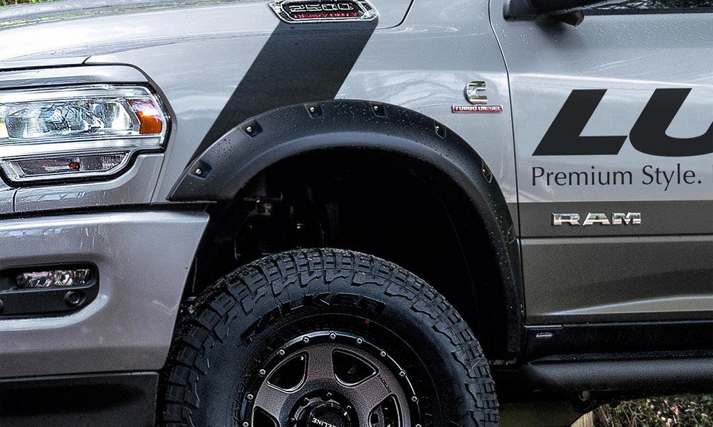 Rivet Style Fender Flare Set Front, Textured, 2-Piece Set 2019-2022 Ram 2500/3500 Lund