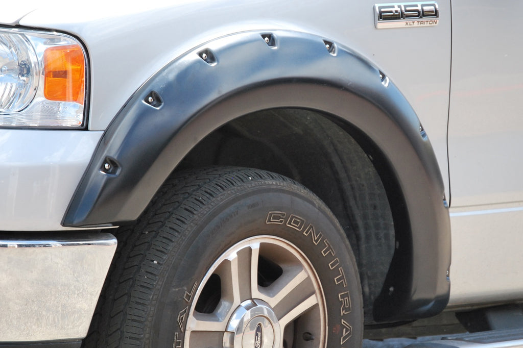 Rivet Style Fender Flare Set Front and Rear, Smooth, 4-Piece Set 2004-2008 Ford F-150 Fleetside Lund