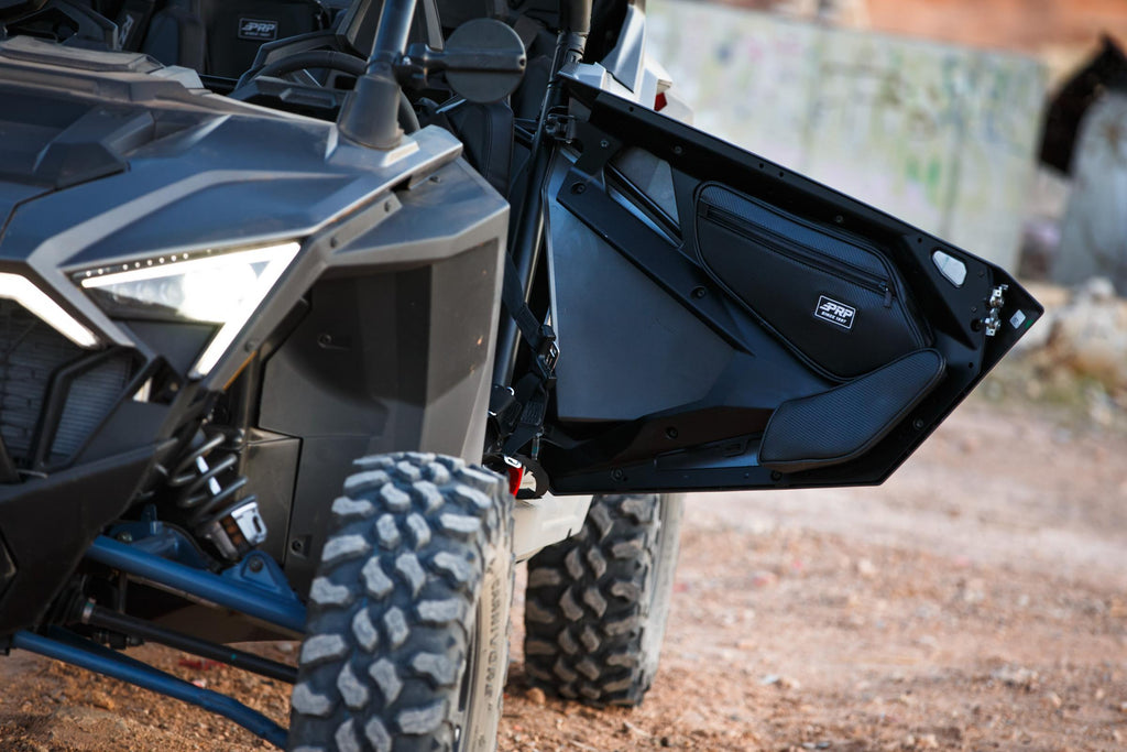 PRP Shreddy Front Door Bags with Knee Pad for Polaris RZR PRO XP PRO R Turbo R Pair Black and Pink PRP Seats