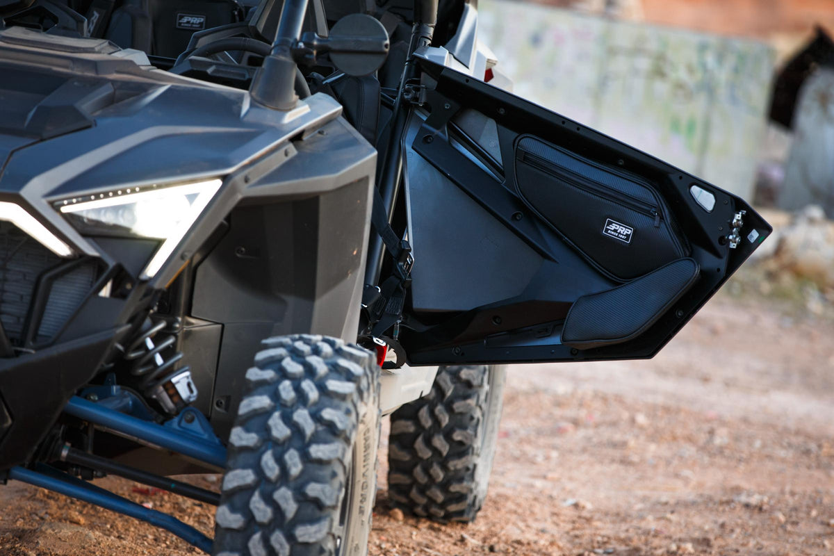 PRP Shreddy Front Door Bags with Knee Pad for Polaris RZR PRO XP PRO R Turbo R Pair Black and Pink PRP Seats