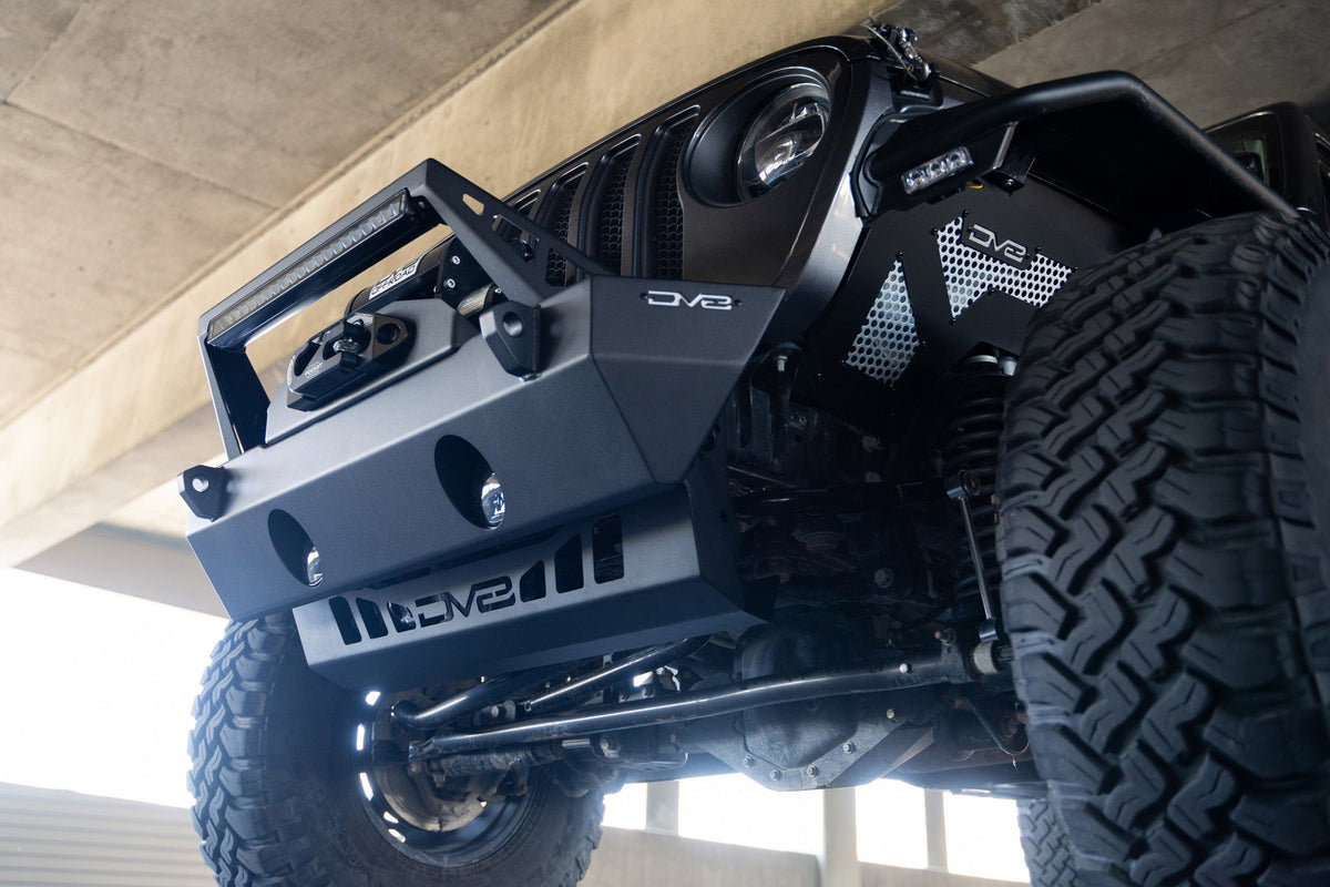 2018=2025 Jeep Wrangler JL JL Gladiator JT Front Bumper Sway Bar Disconnect Motor Skid Plate DV8 Offroad