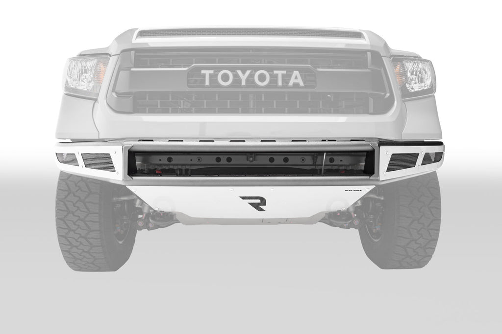 M-RDS Front Bumper Pre-Runner Radius Style 1 Piece with Integrated Brushed Aluminum Skid Plate 2014-2021 Toyota Tundra Gloss Black NFab