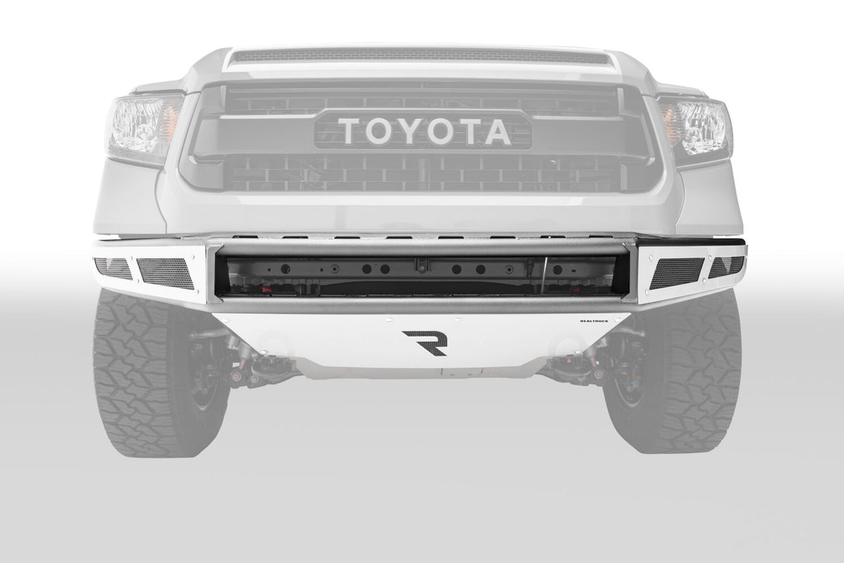 M-RDS Front Bumper Pre-Runner Radius Style 1 Piece with Integrated Brushed Aluminum Skid Plate 2014-2021 Toyota Tundra Gloss Black NFab