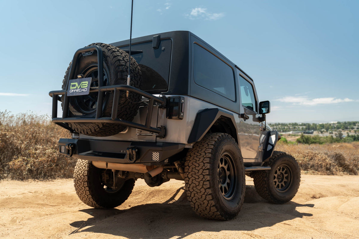 2007 2018 Jeep Wrangler Body Mounted Tire Carrier DV8 Offroad