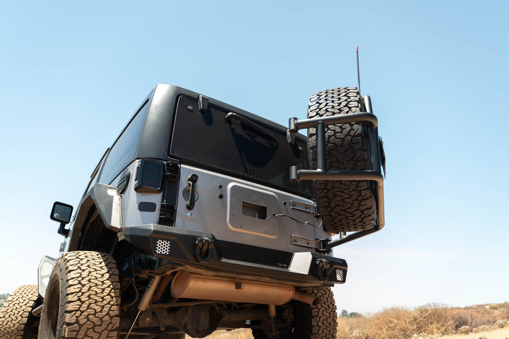 2007 2018 Jeep Wrangler Body Mounted Tire Carrier DV8 Offroad