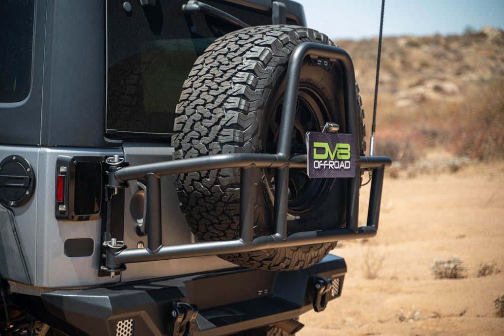 2007 2018 Jeep Wrangler Body Mounted Tire Carrier DV8 Offroad