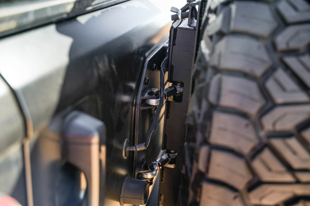 2018 2025 Jeep Wrangler JL, JLU Mto Series Bumper Spare Tire Swing Gate DV8 Offroad