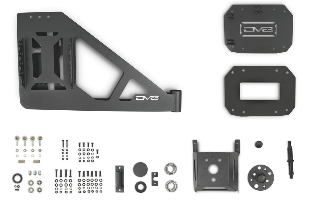 2018 2025 Jeep Wrangler JL, JLU Mto Series Bumper Spare Tire Swing Gate DV8 Offroad